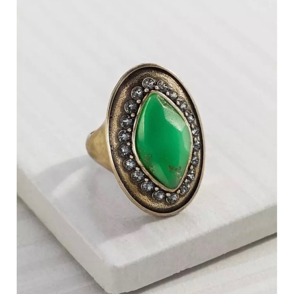 Silpada Botanical Ring Brass Nature Green KRR0072, Size 6
